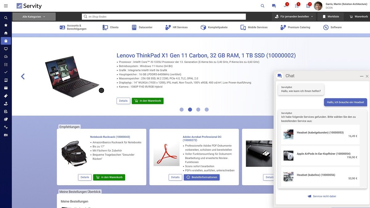 ESM-Tool für Unternehmen - Servity Dashboard ESM-Tool für Unternehmen - Servity Dashboard
