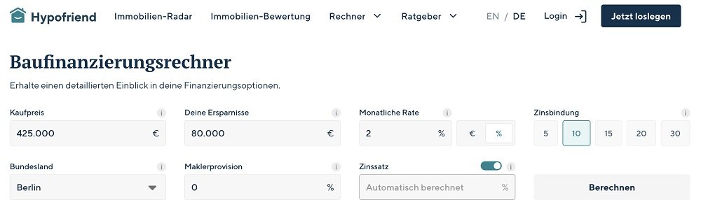 Online-Immobilienkredit-Rechner