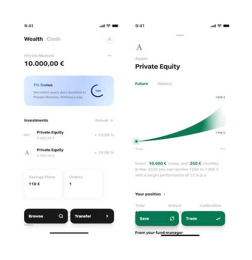 Trade Republic Wealth und Apollo Screenshot