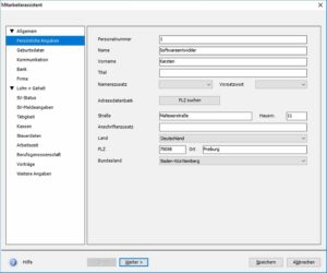 Mitarbeiter Stammdaten von Lexware Lohn & Gehalt