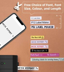 Phomemo P12 Pro Beschriftungsgerät Handgerät | Mini Bluetooth Etikettiergerät mit Etikettenband | USB aufladbares Thermo-Etikettendrucker für Zuhause & Büro | Tragbarer Labeldrucker für Android & iOSBesuche den Phomemo-Store